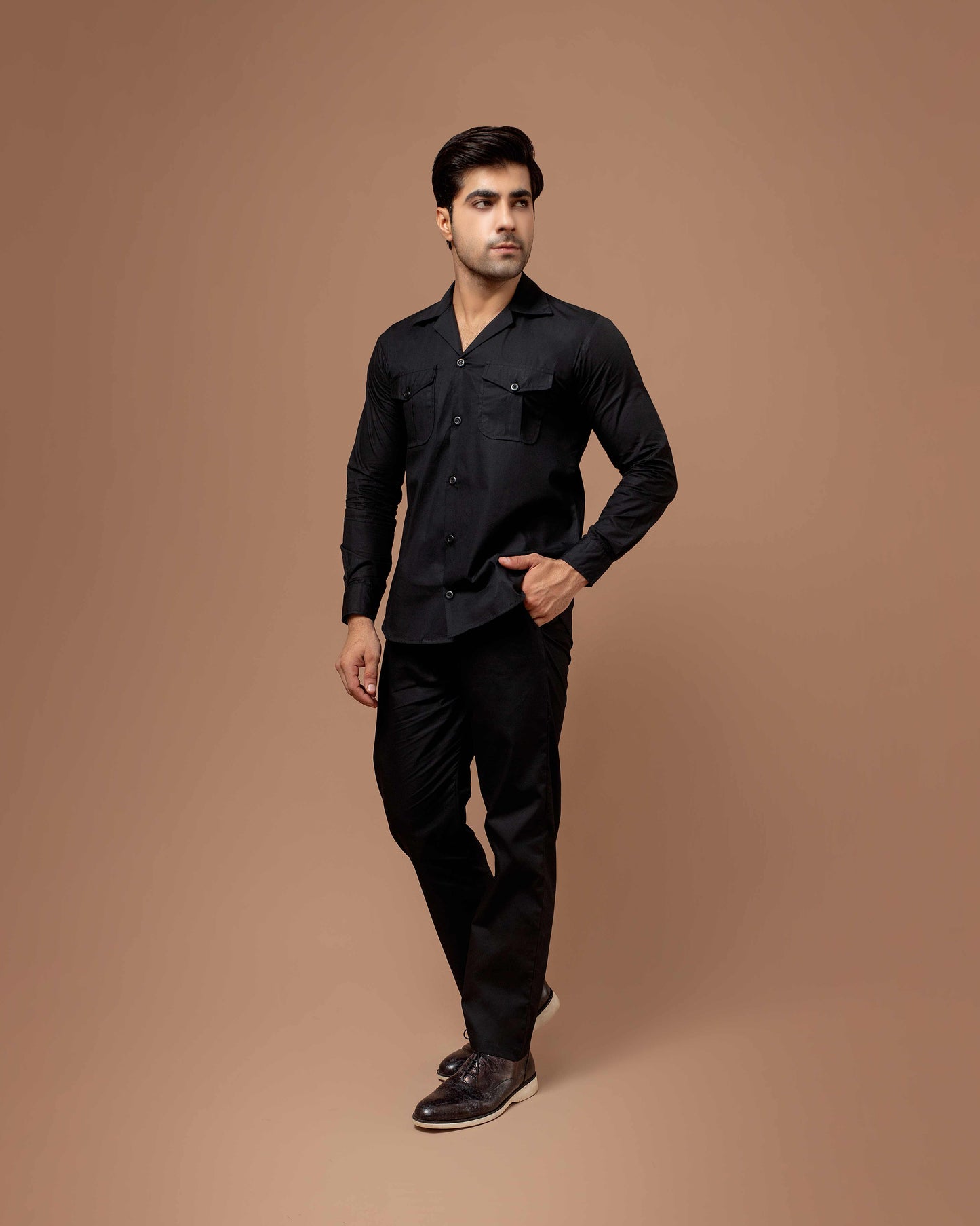 Black Men Co-ord Set With Flap Pockets