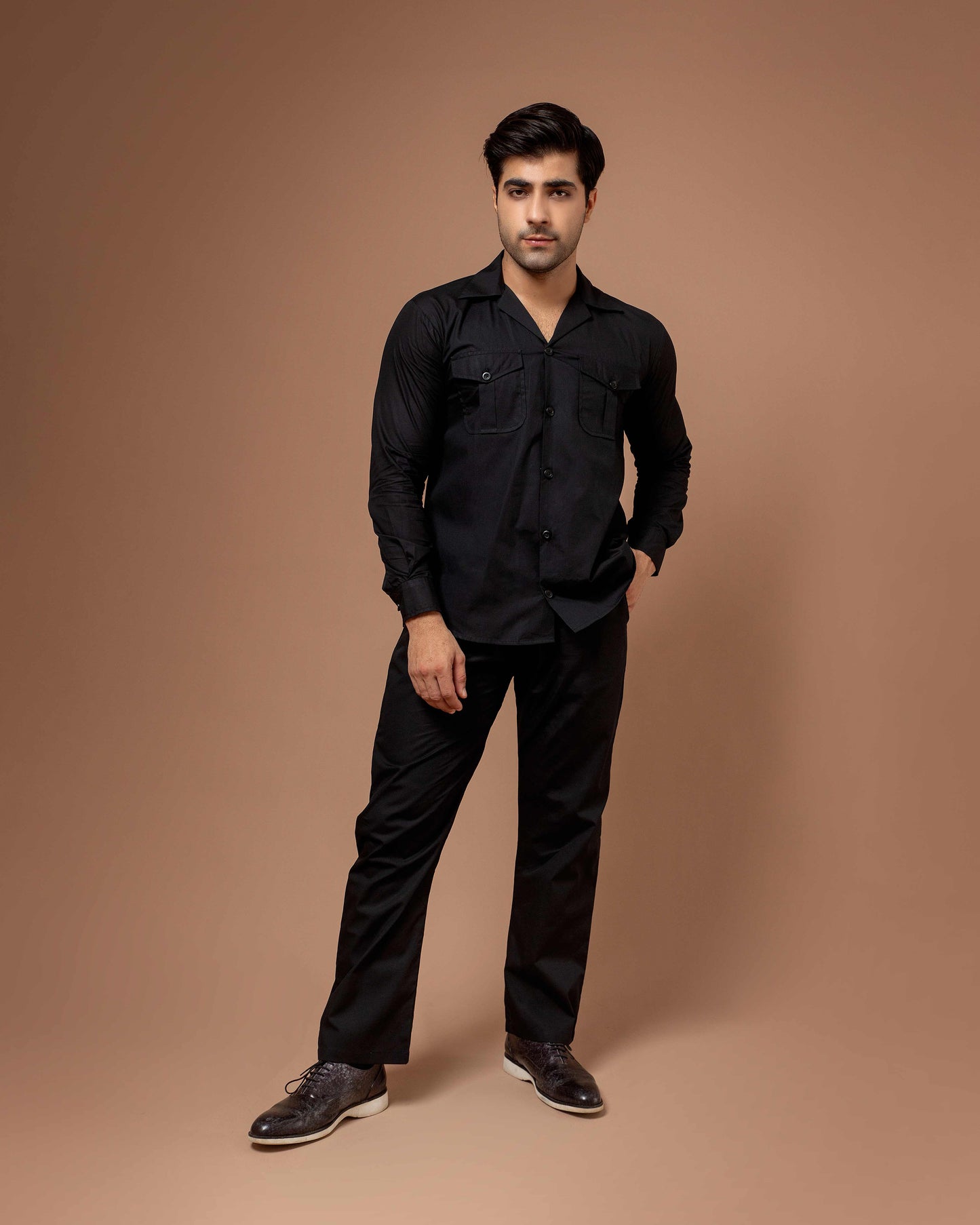 Black Men Co-ord Set With Flap Pockets