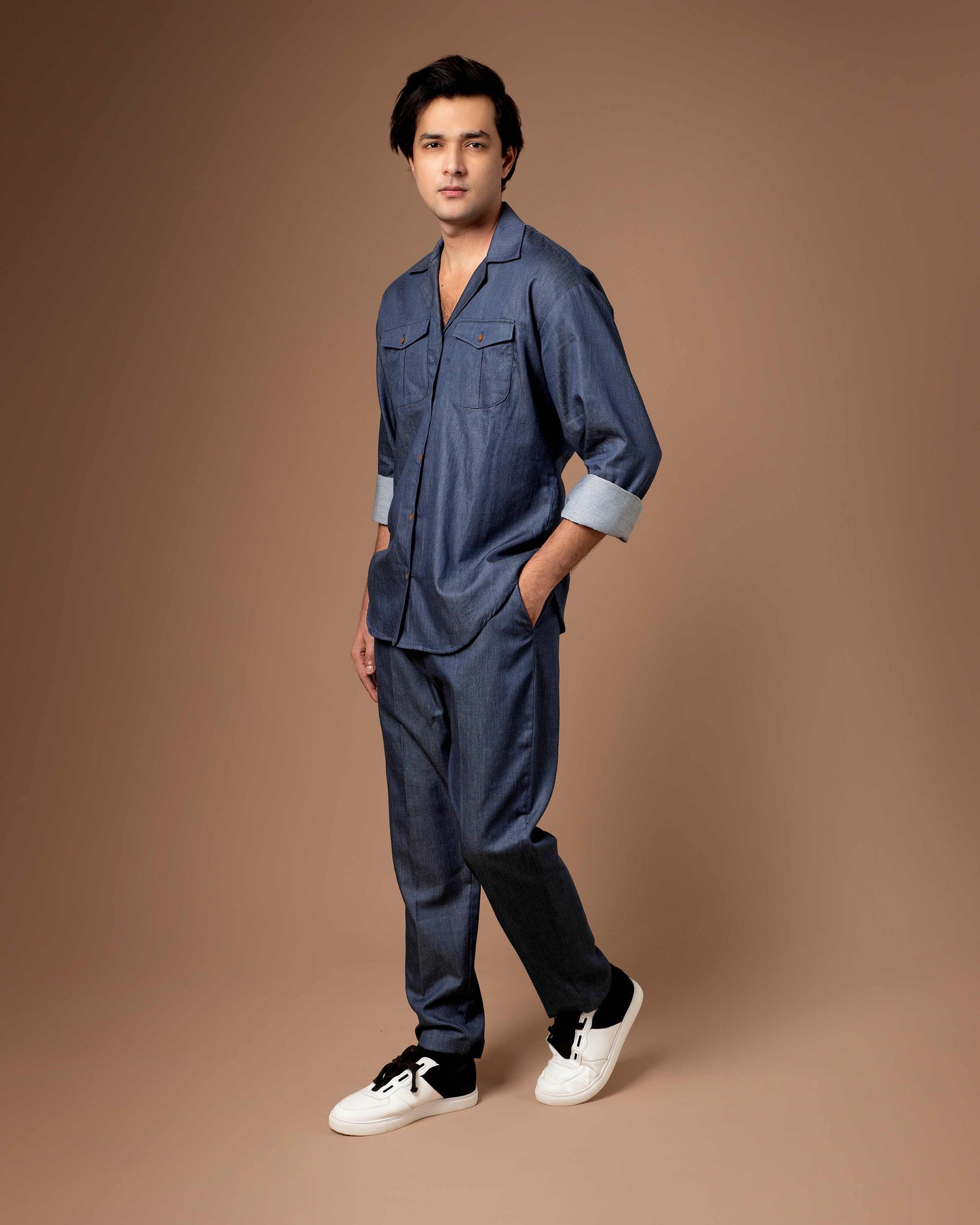 Denim Blue Co-ord Set With Flap Pockets