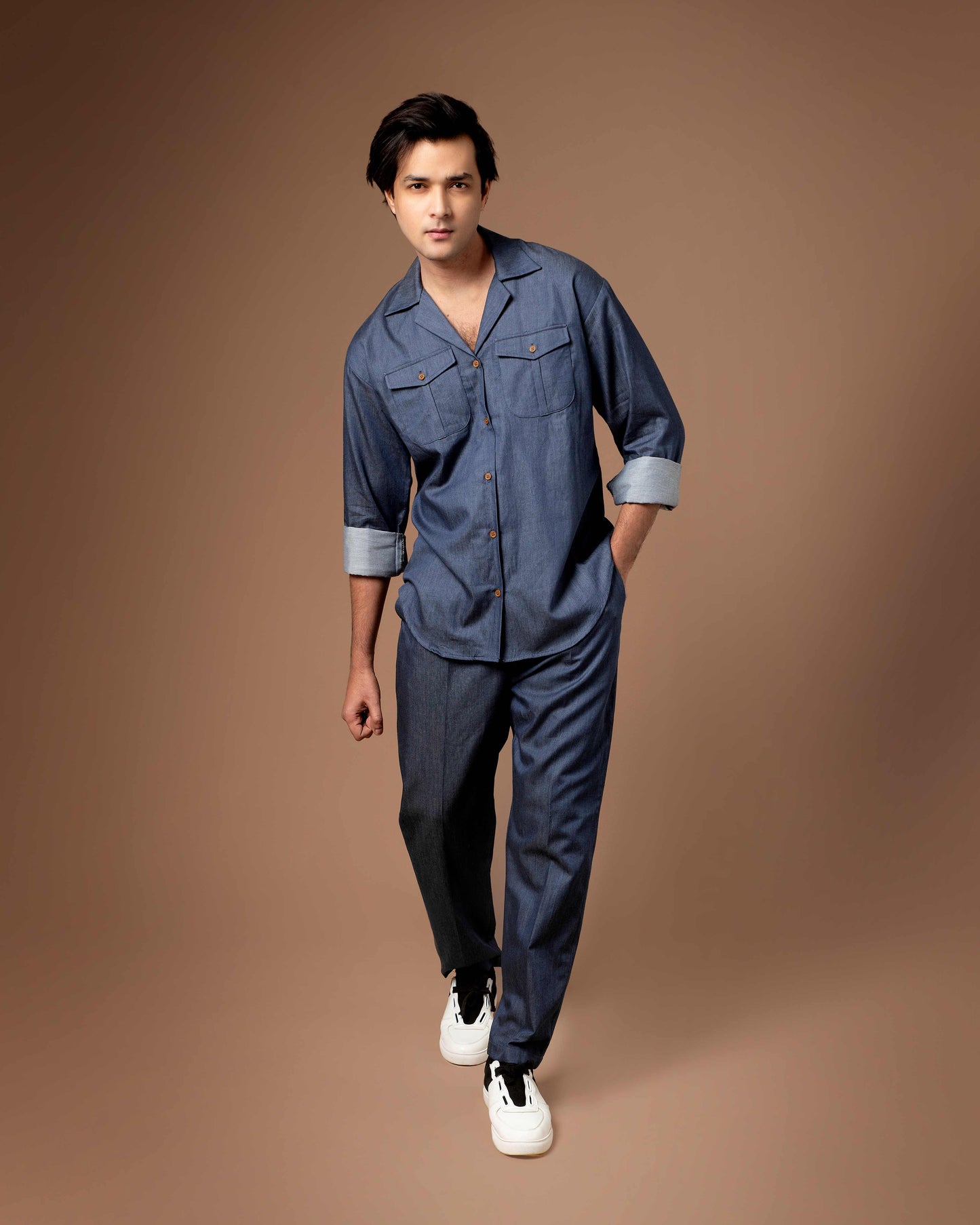 Denim Blue Co-ord Set With Flap Pockets