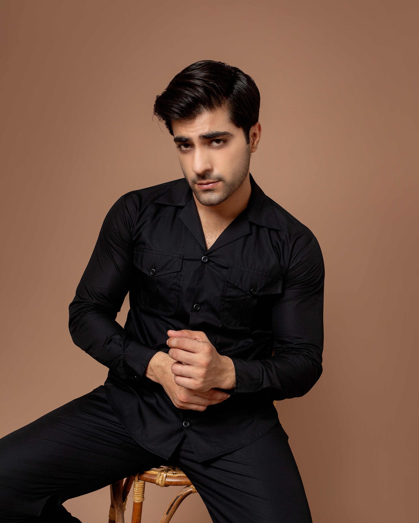 Black Men Co-ord Set With Flap Pockets