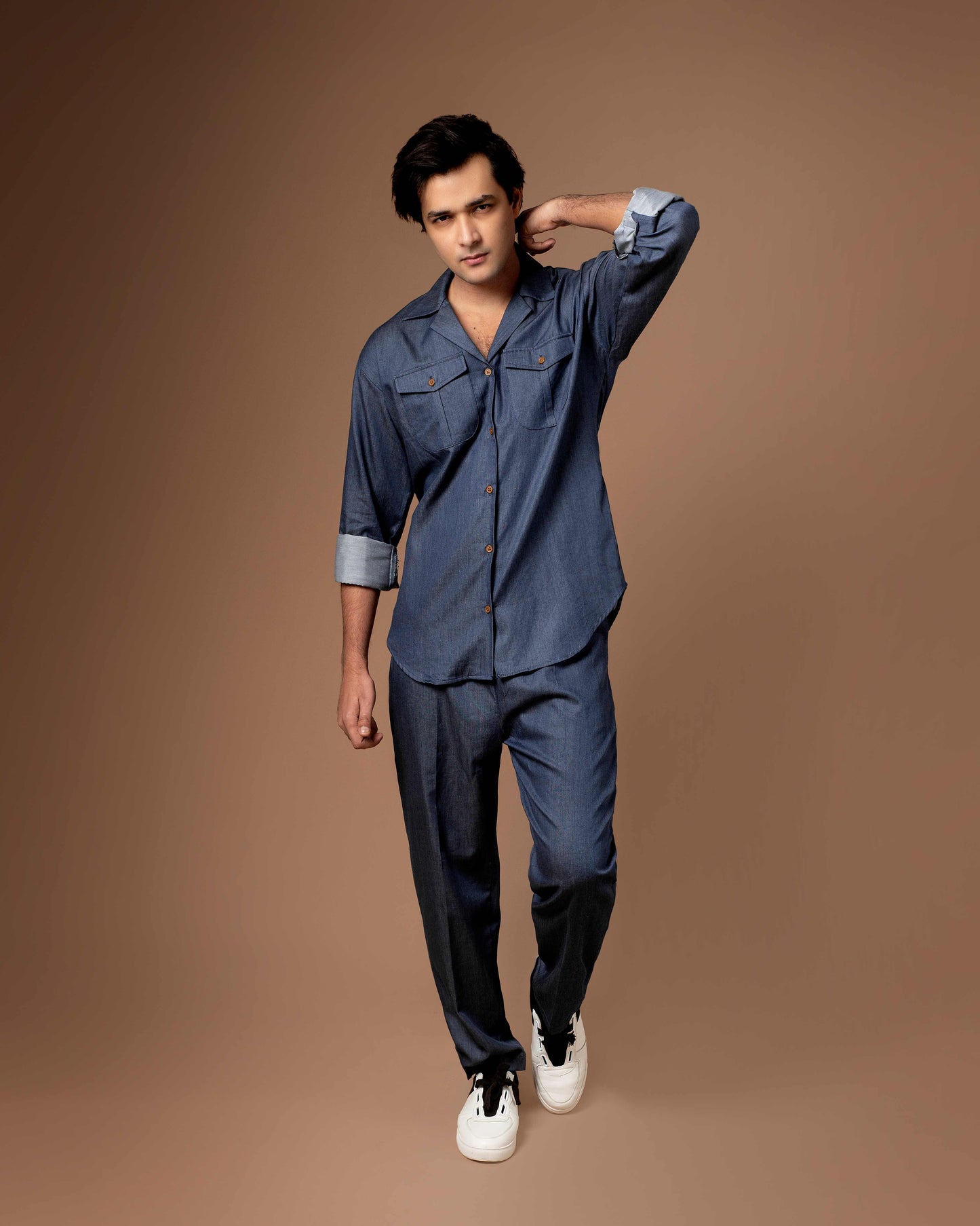 Denim Blue Co-ord Set With Flap Pockets