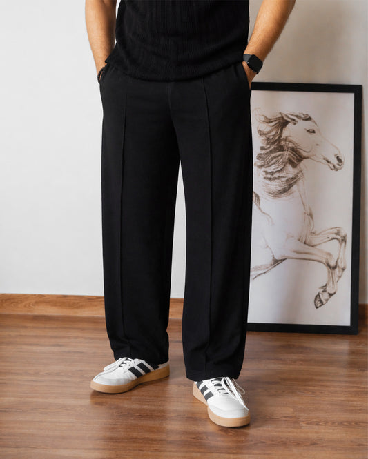 Unisex Pleated Trouser - Black