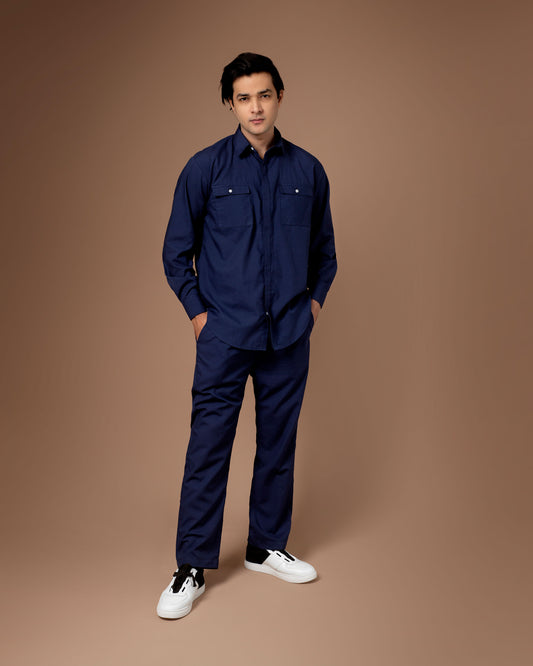 Blue Co-ord Set With Flap Pockets