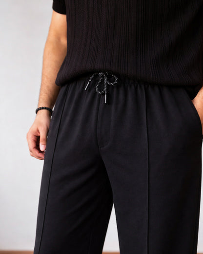 Unisex Pleated Trouser - Black