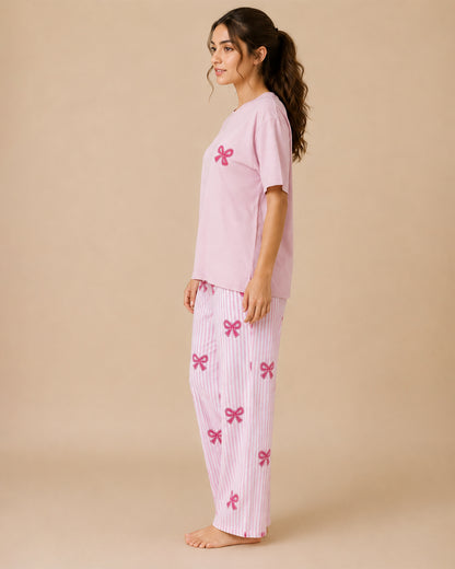 Nightwear - Pink Bow crew neck