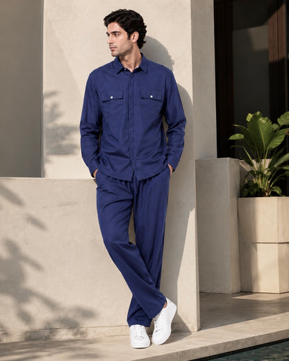 Blue Co-ord Set With Flap Pockets
