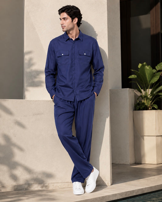 Blue Co-ord Set With Flap Pockets