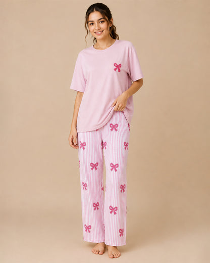 Nightwear - Pink Bow crew neck