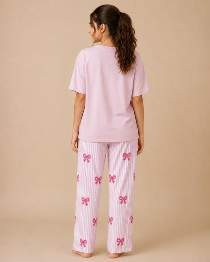 Nightwear - Pink Bow crew neck