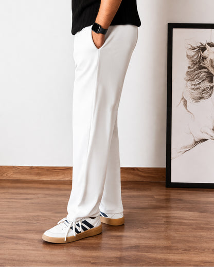 Unisex Pleated Trouser - White