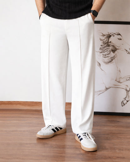 Unisex Pleated Trouser - White