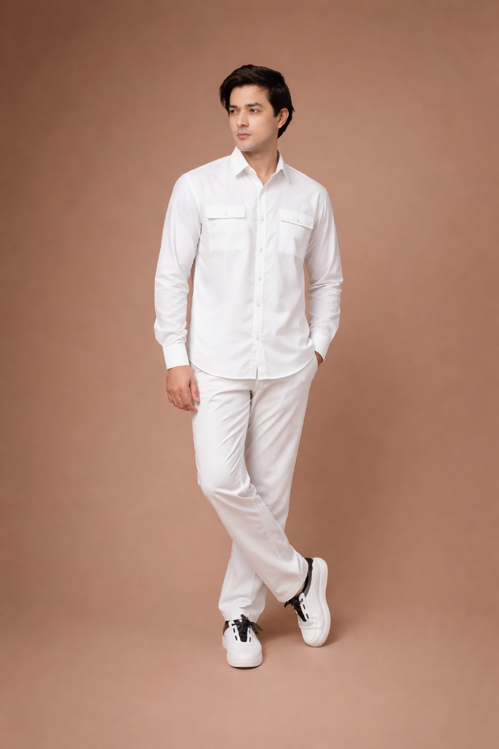 White Co-ord Set With Flap Pockets